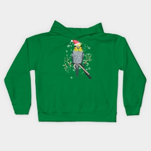 A portrait of a cockatiel Christmas style Kids Hoodie